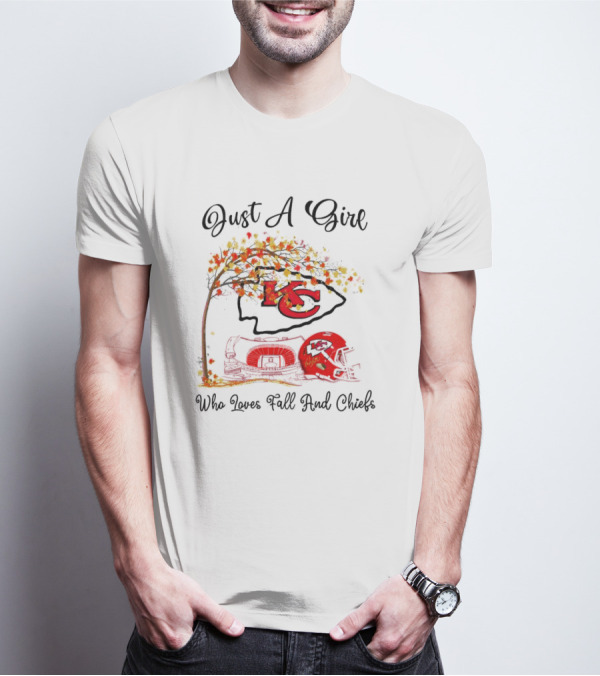 Just A Girl Who Loves Fall And Kansas City Chiefs Football T-Shirt