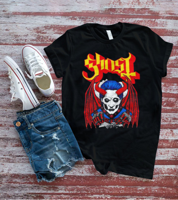 Ghost Demonic Red Horned Figure X Post Mortem Horror Wings T-Shirt