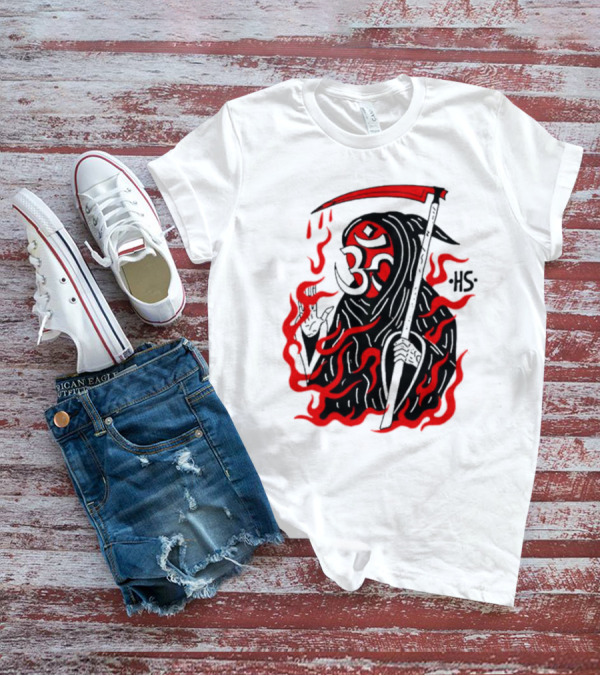 Om Reaper HS With Red Flames And Scythe T-Shirt