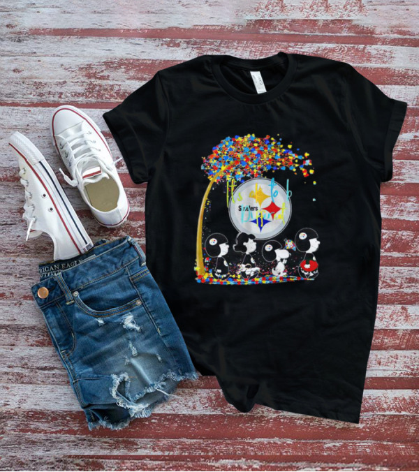 Pittsburgh Steelers Peanuts Characters It's Ok To Be Different Autism Fall T-Shirt