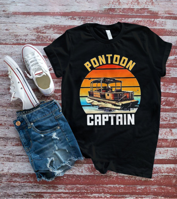 Pontoon Captain Vintage Retro Sunset Boat T-Shirt