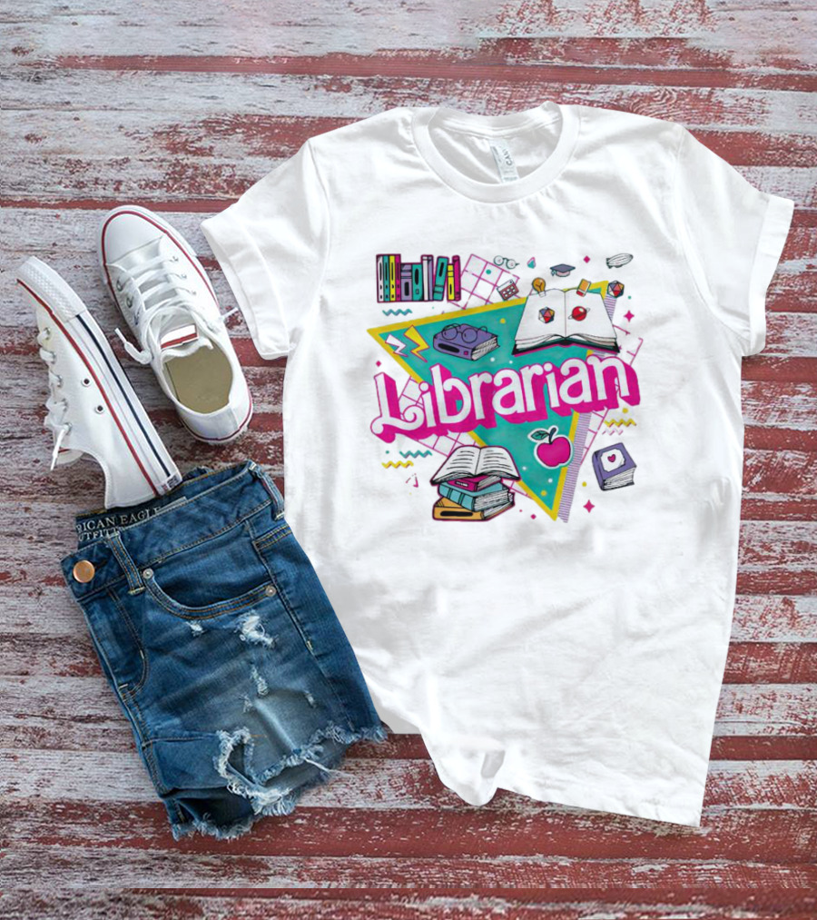 Librarian Books Apple Glasses Open Book T-Shirt