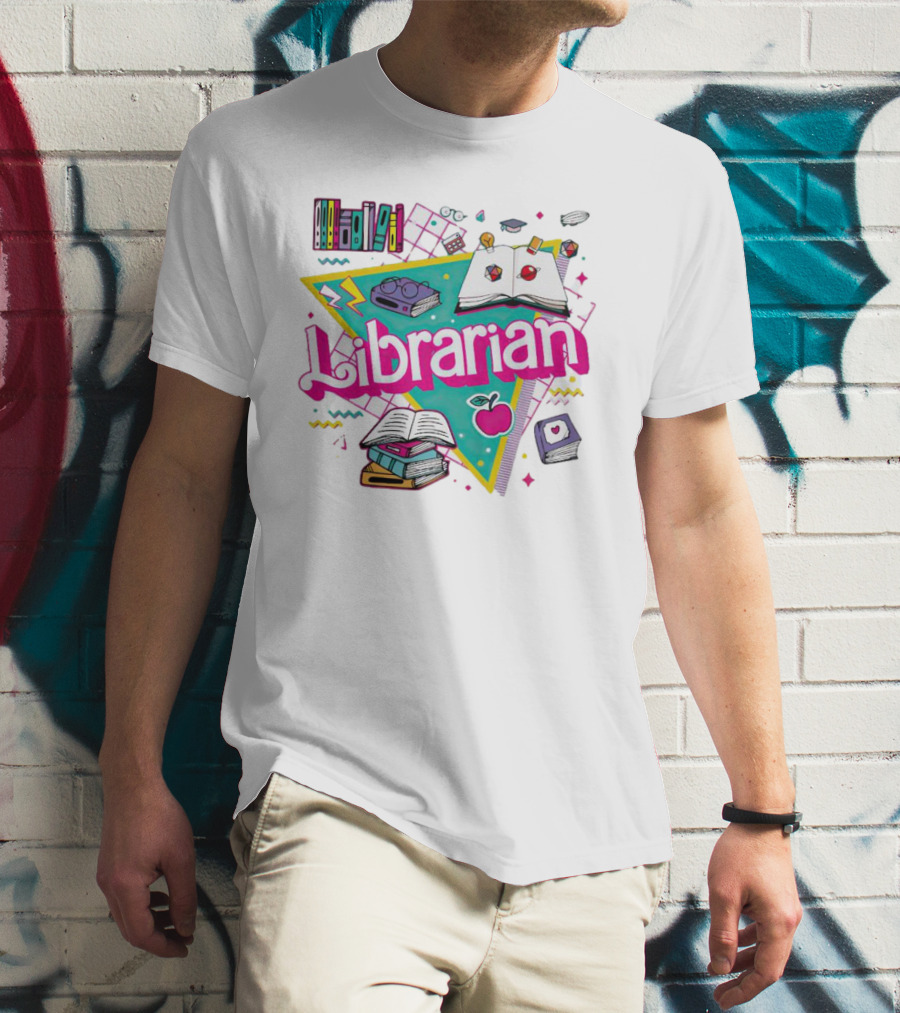 Librarian Books Apple Glasses Open Book T-Shirt