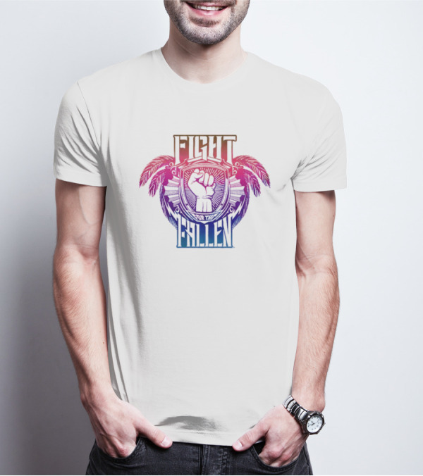 Fight For The Fallen AEW Fist Emblem With Feathers T-Shirt