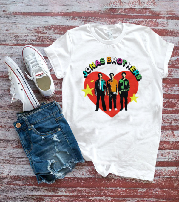 Jonas Brothers Heart Colorful Text With Stars And Figures T-Shirt