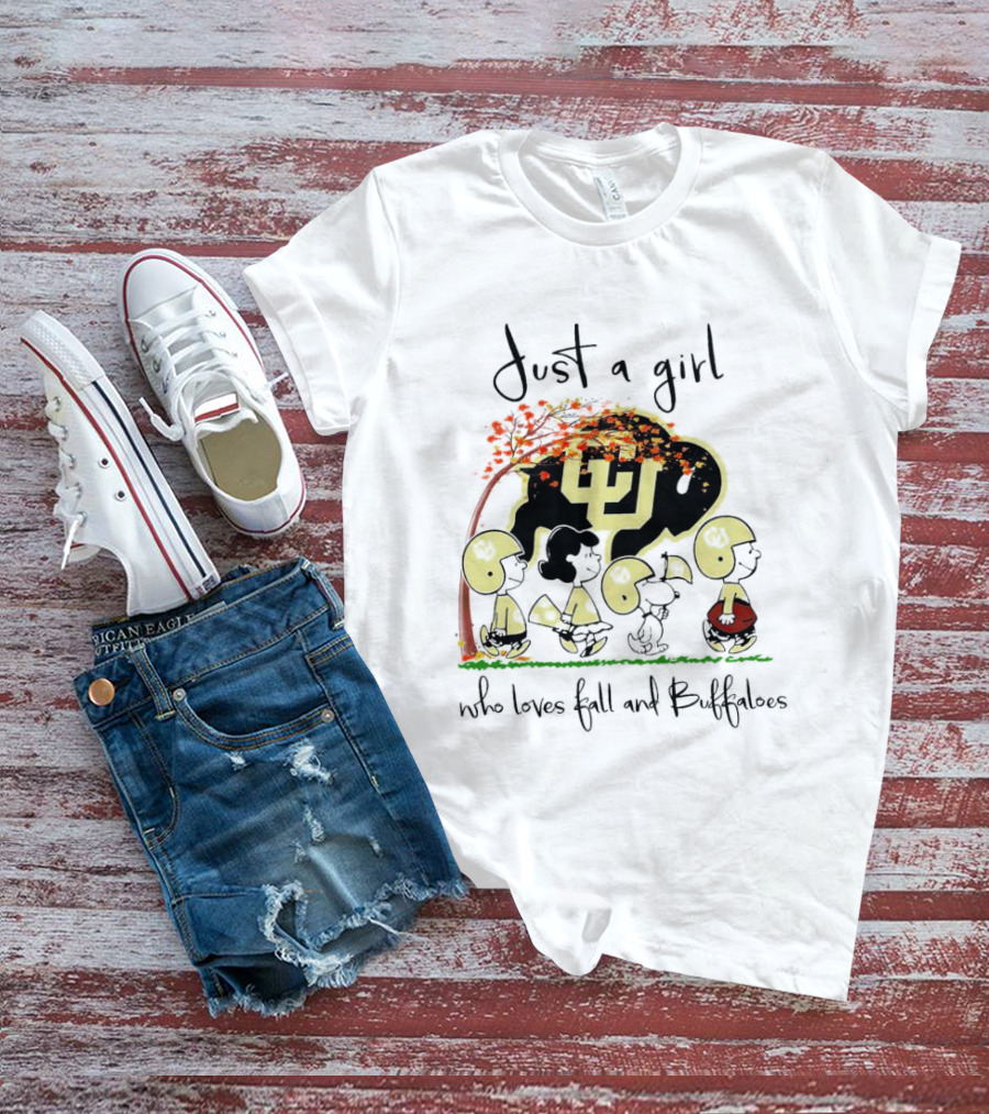 Just A Girl Who Loves Fall And Buffaloes Peanuts Characters Football T-Shirt