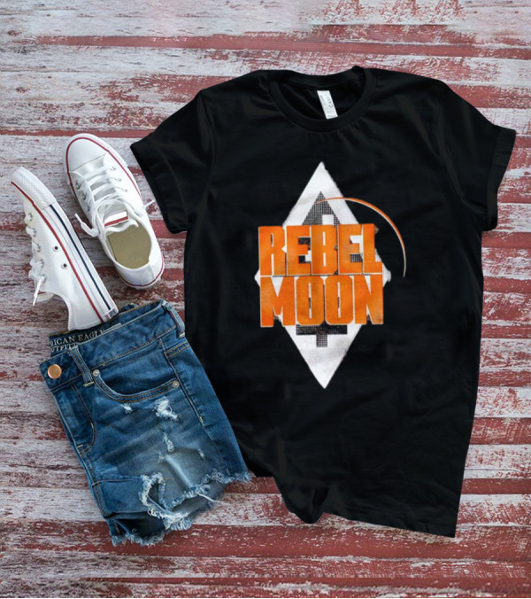 Rebel Moon Diamond Badge Icon Orange Text T-Shirt