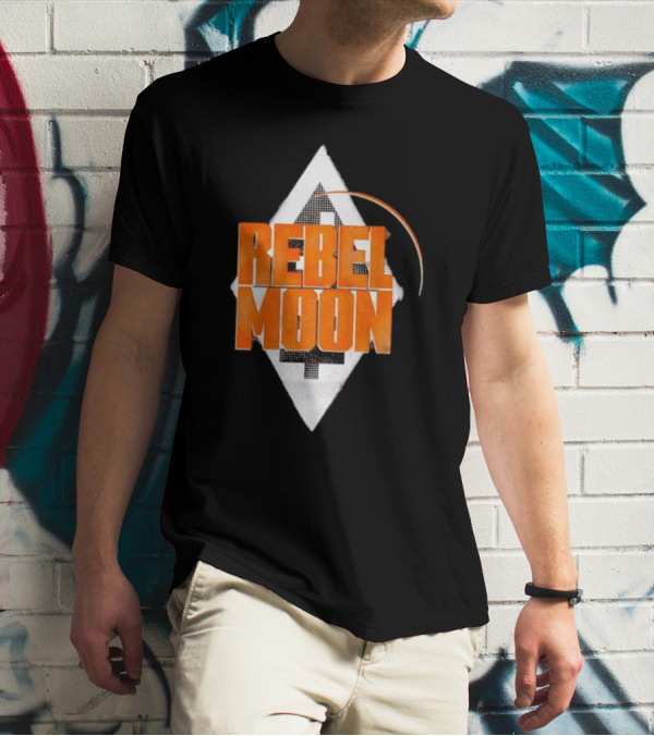 Rebel Moon Diamond Badge Icon Orange Text T-Shirt