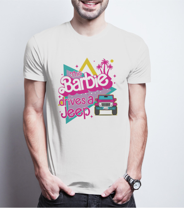 This Barbie Drives A Jeep With Pink Palm Trees And Neon Vibes T-Shirt