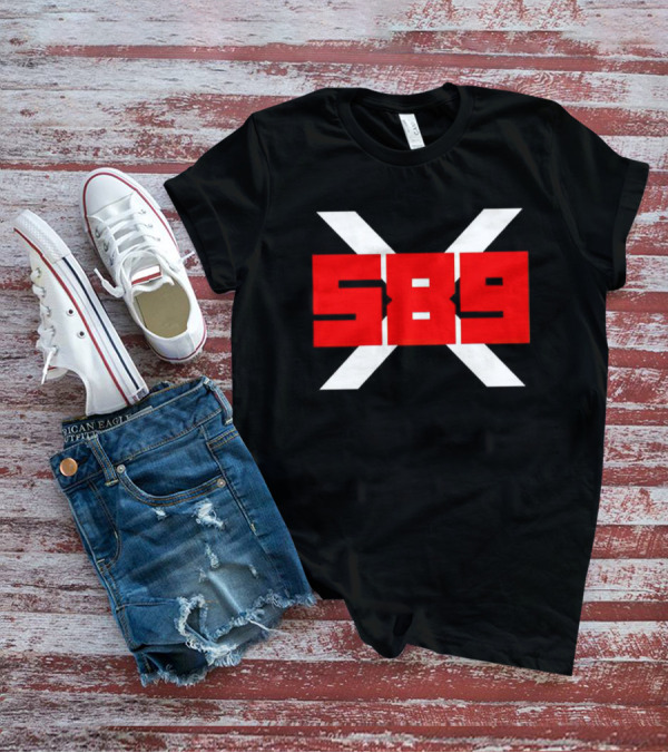 XRP 589 Bold Red On Black With White X T-Shirt
