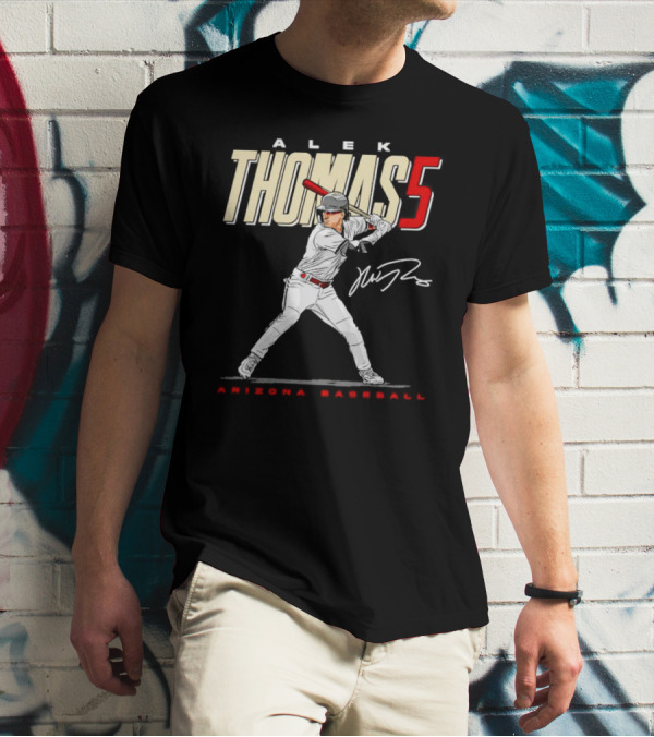 Alek Thomas Arizona Baseball 5 Hit The Ball Signature T-Shirt
