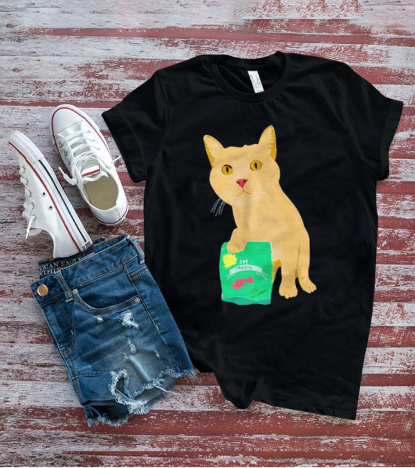 Cat Treats 100% Not Garbage Green Pack With Yellow Cat T-Shirt