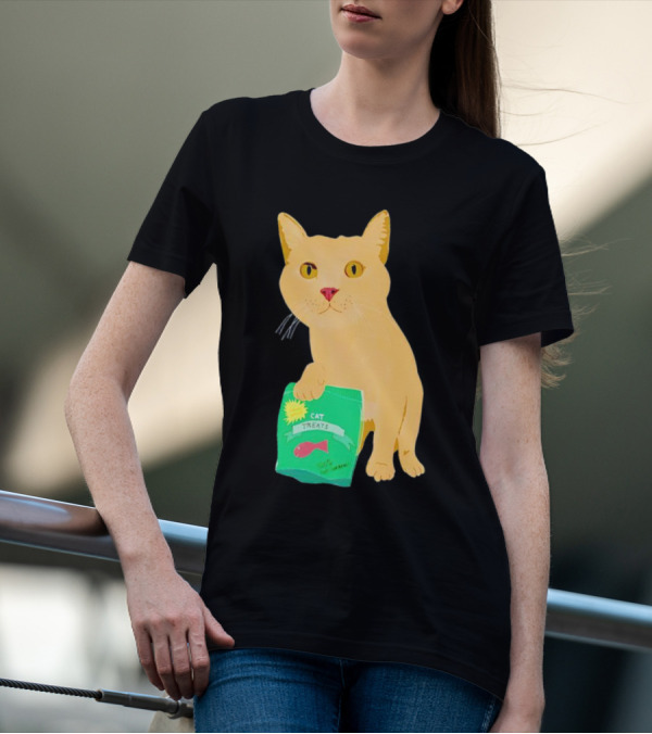 Cat Treats 100% Not Garbage Green Pack With Yellow Cat T-Shirt