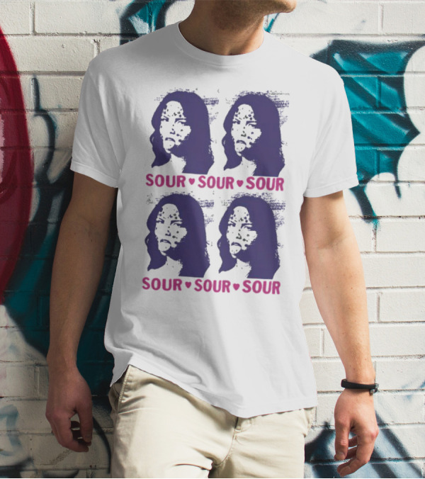 Sour Olivia Rodrigo Grid Pattern Boyfriend T-Shirt