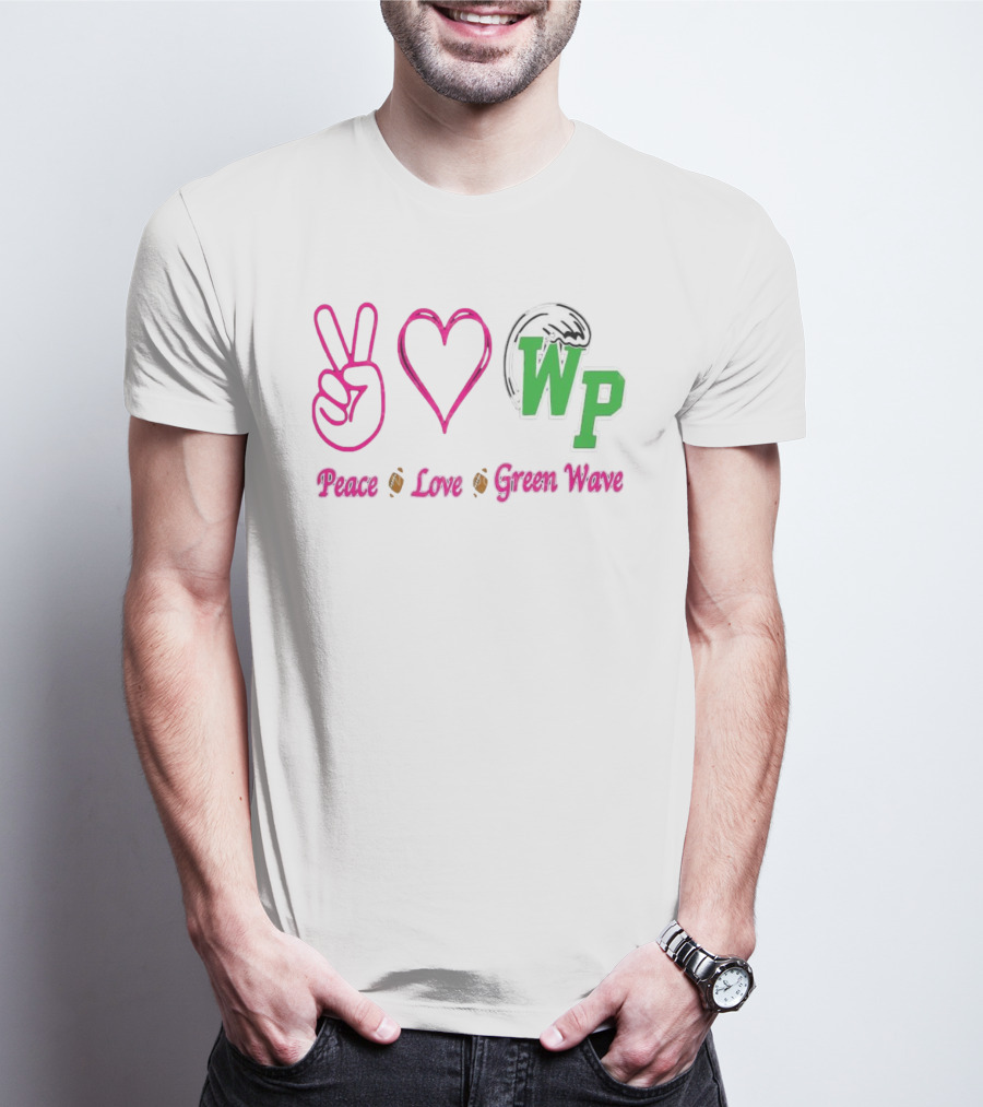 Peace Love Football WP Green Wave T-Shirt