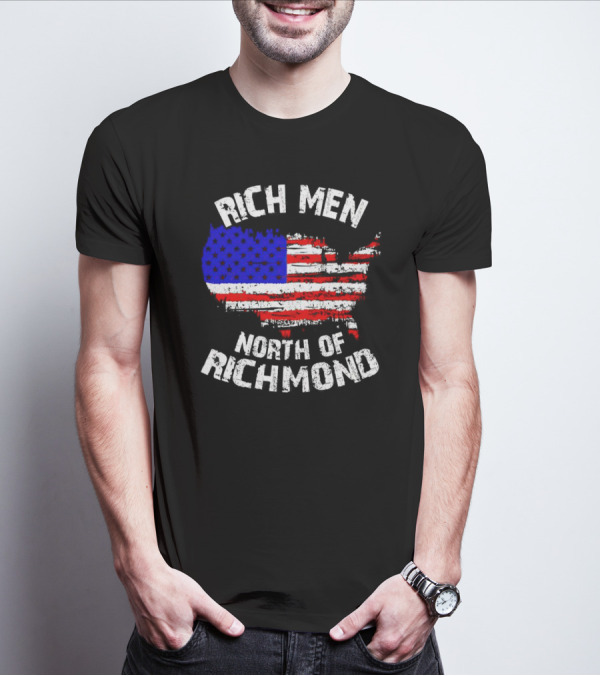 Rich Men North Of Richmond American Flag Map T-Shirt