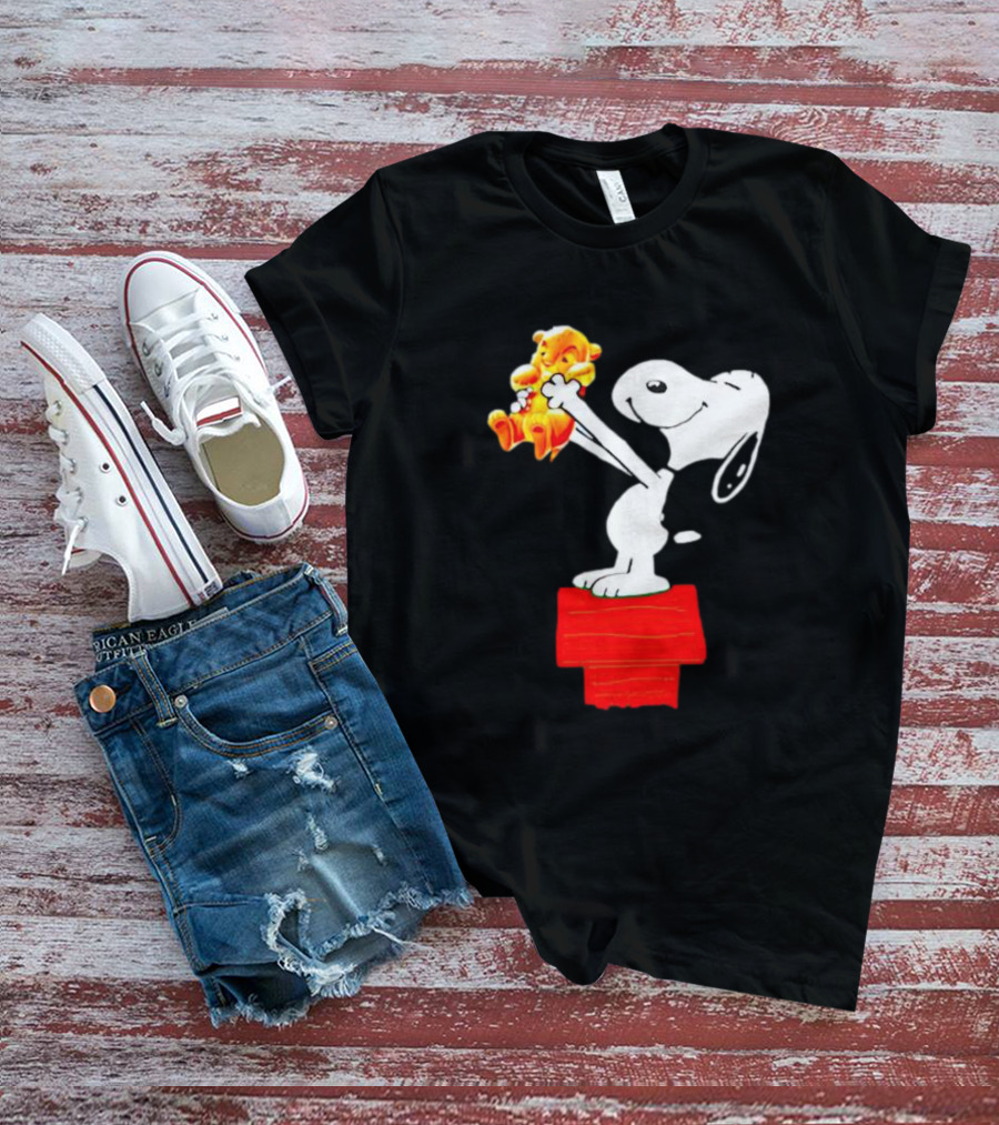 Snoopy Holding Simba From Lion King Scene T-Shirt