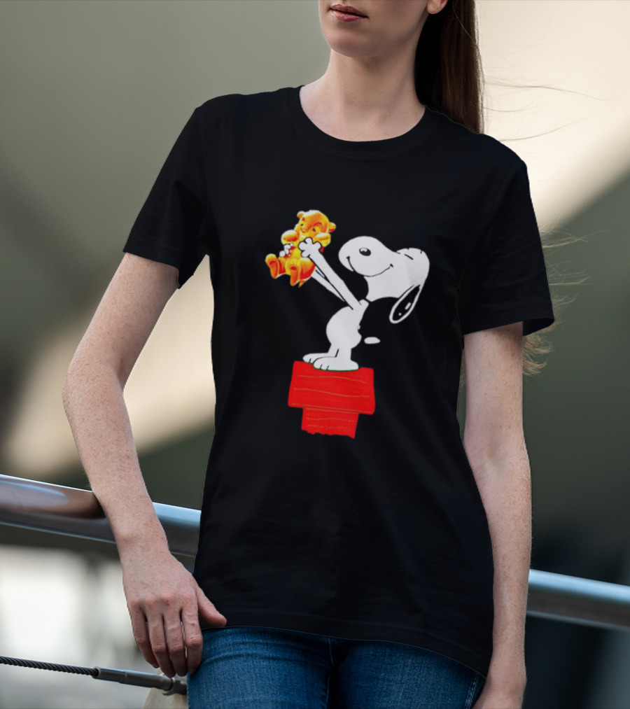 Snoopy Holding Simba From Lion King Scene T-Shirt