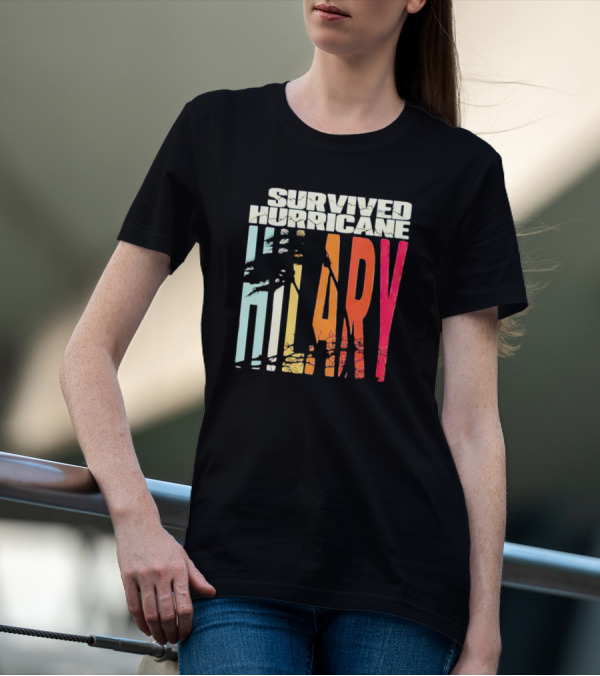 Survived Hurricane Hilary Tropical Storm Palm Trees Sunset T-Shirt
