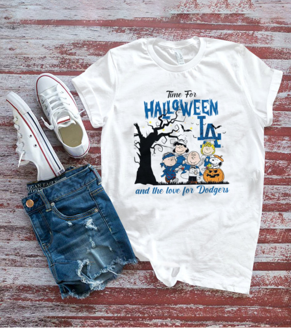 Time For Halloween LA And The Love For Dodgers Peanuts Characters T-Shirt