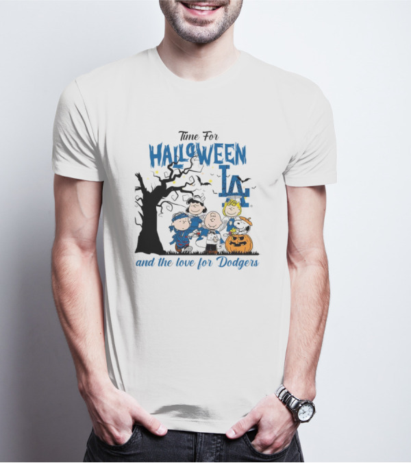 Time For Halloween LA And The Love For Dodgers Peanuts Characters T-Shirt