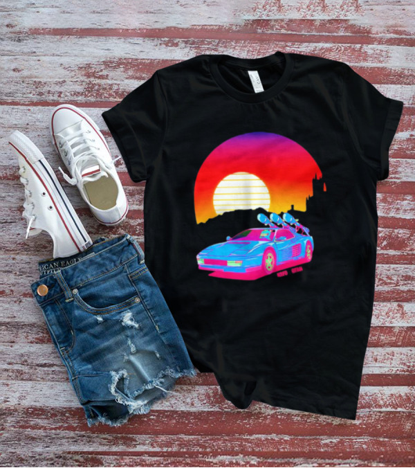NAFO Crimea Sunset Neon Retro Car At Vibrant Skyline T-Shirt