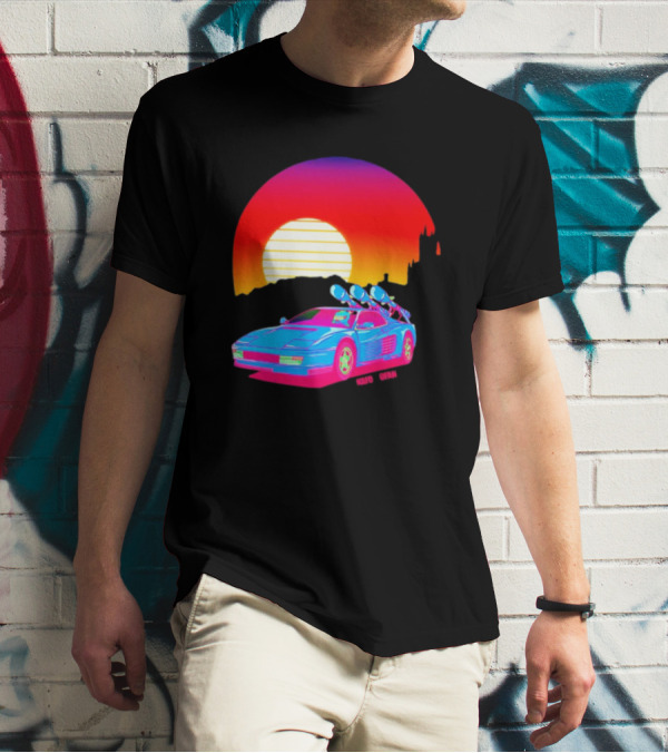 NAFO Crimea Sunset Neon Retro Car At Vibrant Skyline T-Shirt