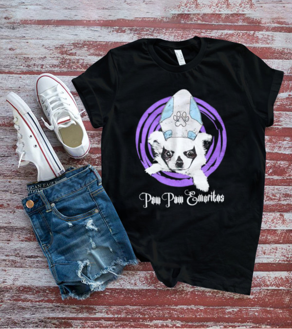 Paw Paw Emeritus Dog With White Mitre Hat And Purple Circle T-Shirt