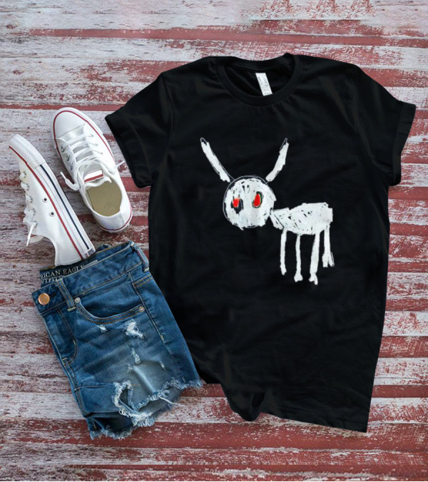 Adonis For All The Dogs With White Abstract Creature Sketch With Red Eyes T-Shirt