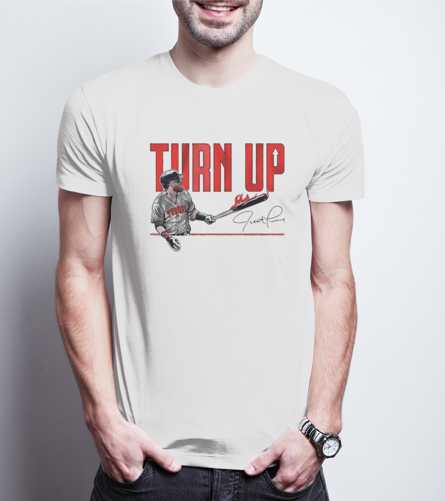 Justin Turner Baseball Turn Up Fire Bat Signature T-Shirt