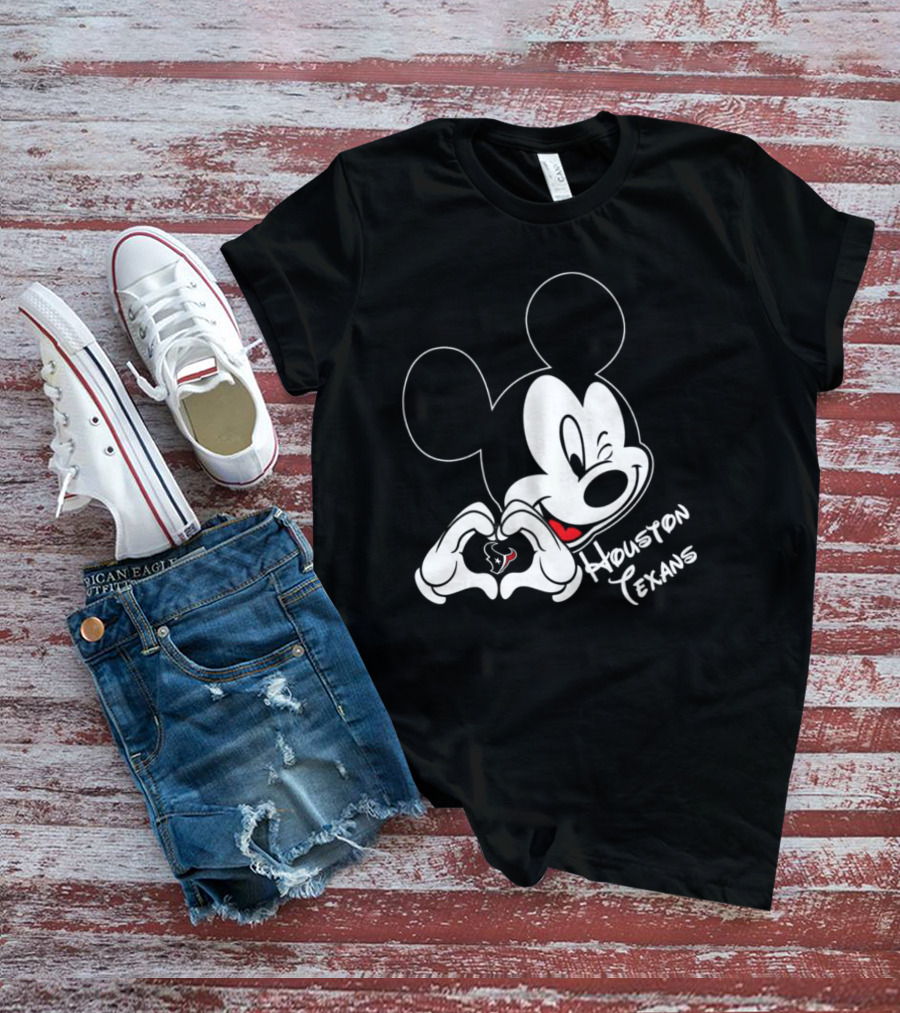Mickey Mouse Heart Houston Texans T-Shirt