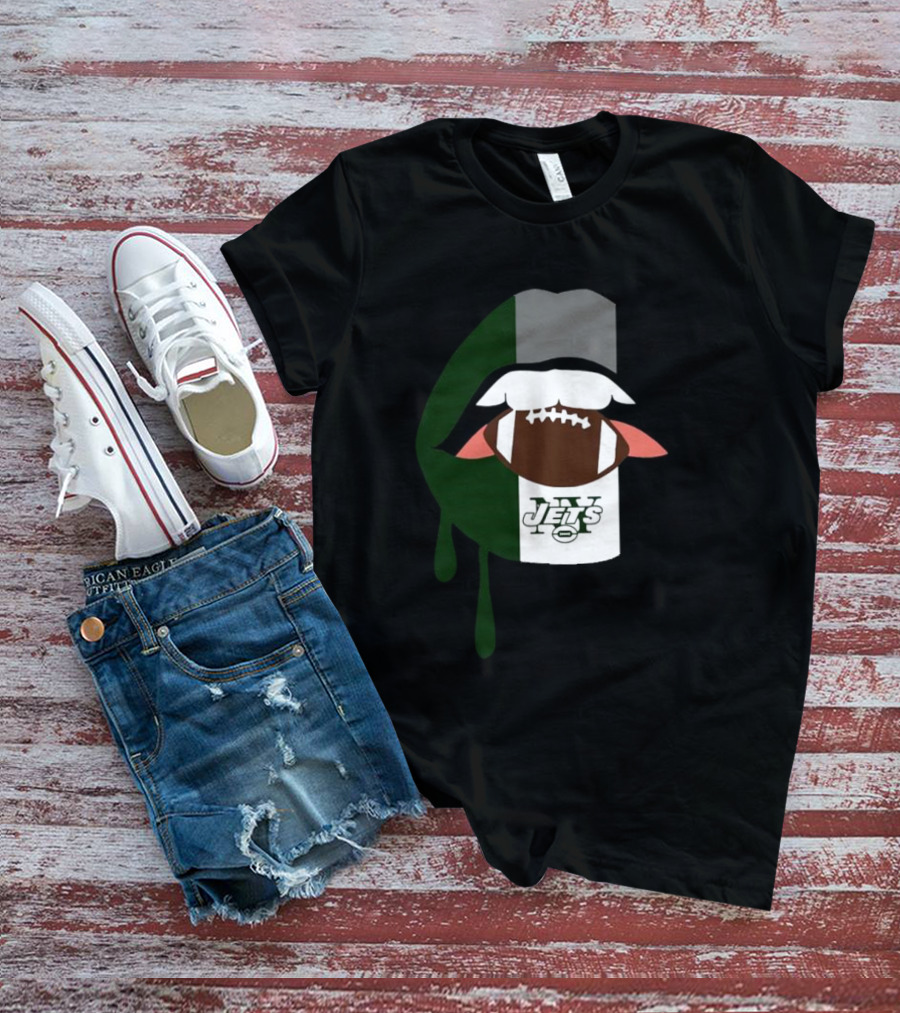 Jets Lips Football Drip New York T-Shirt