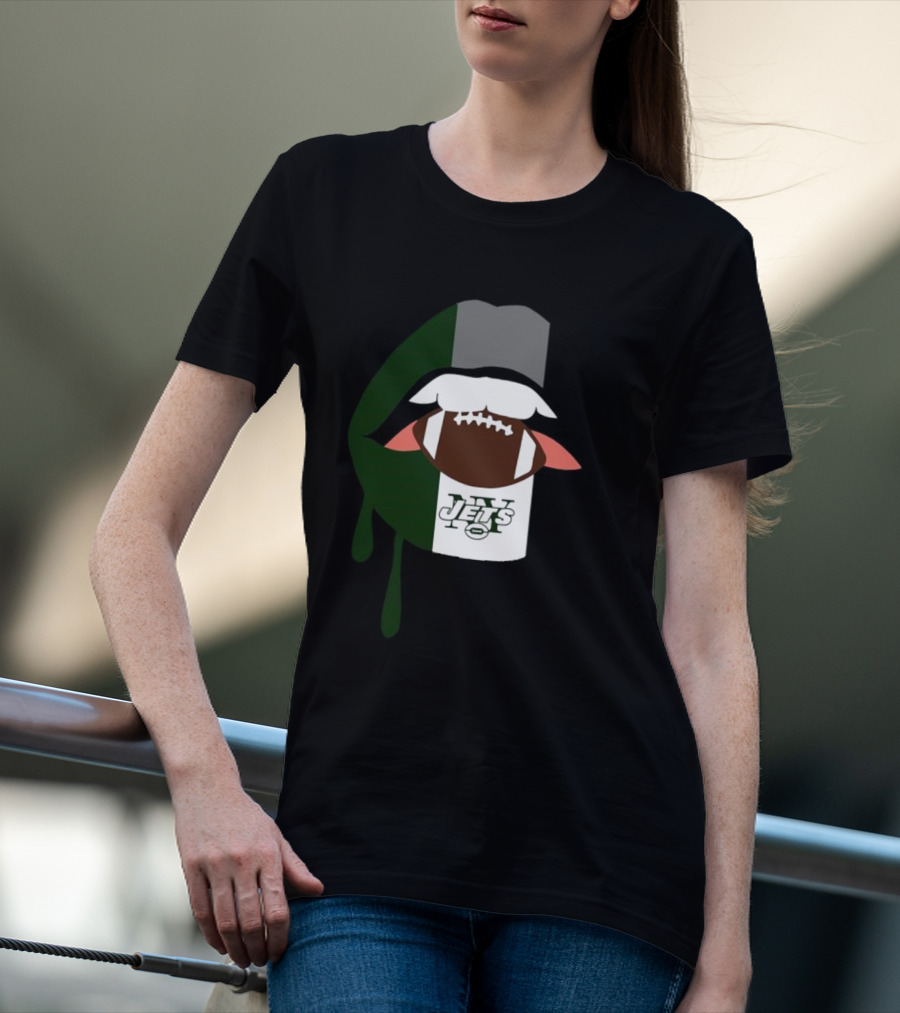 Jets Lips Football Drip New York T-Shirt