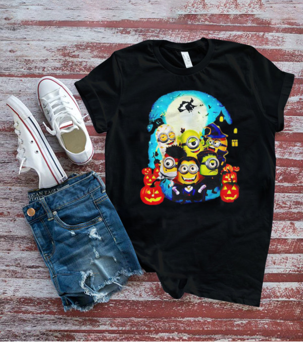Minion Halloween Trick Or Treat With Spooky Theme And Pumpkins T-Shirt