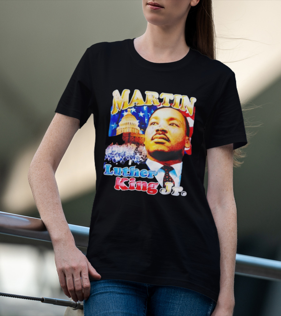Martin Luther King Jr Vintage 90s American Flag Capitol T-Shirt