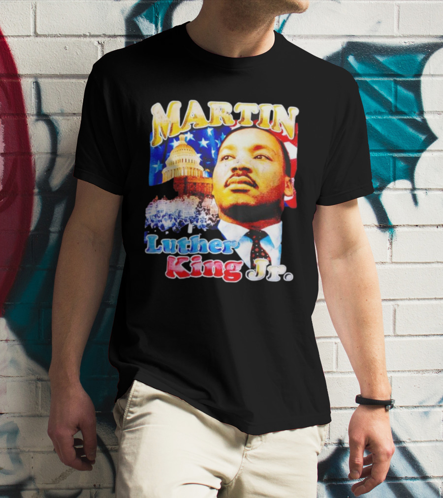 Martin Luther King Jr Vintage 90s American Flag Capitol T-Shirt