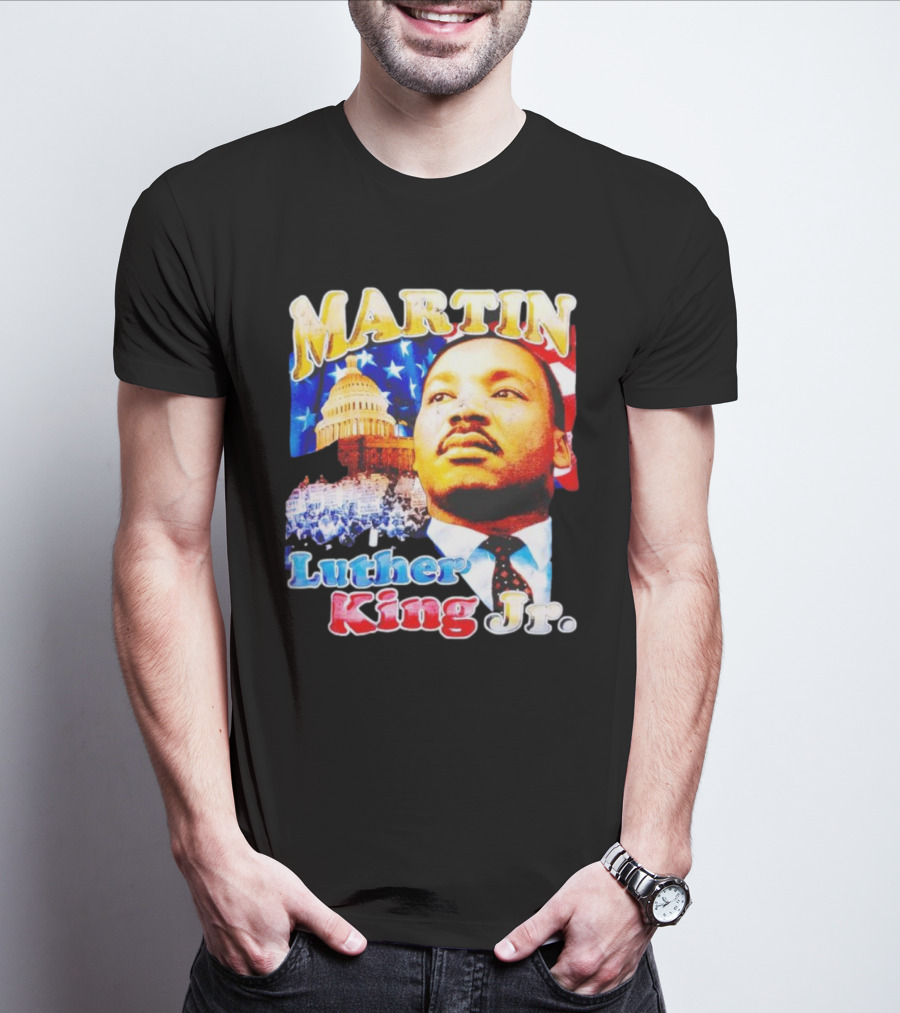 Martin Luther King Jr Vintage 90s American Flag Capitol T-Shirt