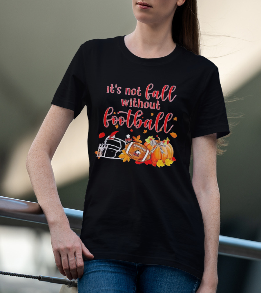 Northern Illinois Huskies It's Not Fall Without Football Helmet Pumpkin Leaves T-Shirt