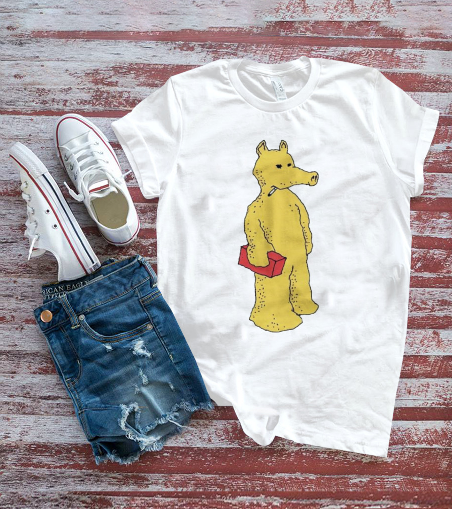 Quasimoto Baby Yellow Character Holding Red Brick T-Shirt