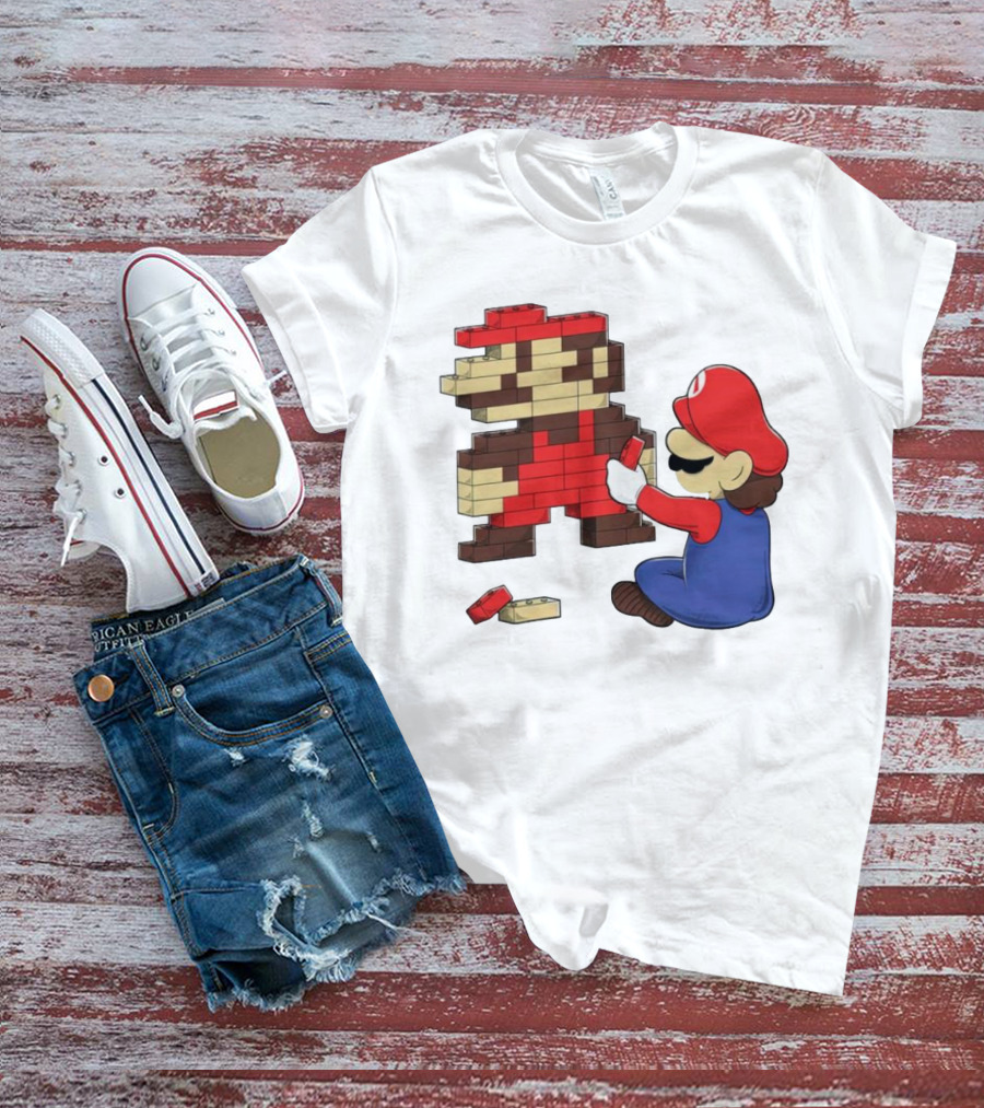 Super Mario Pixel Blocks Retro Builder T-Shirt