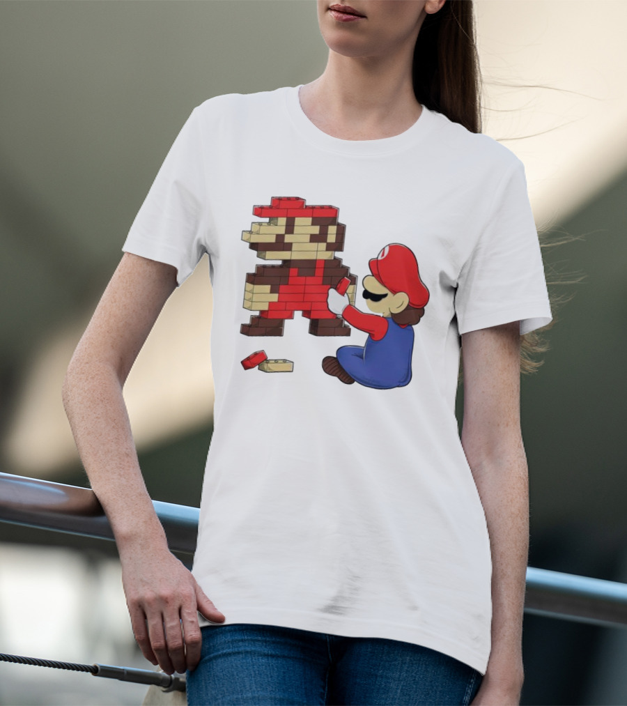 Super Mario Pixel Blocks Retro Builder T-Shirt