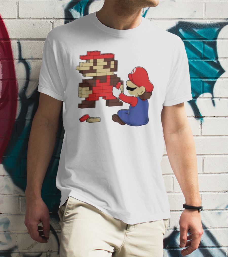 Super Mario Pixel Blocks Retro Builder T-Shirt