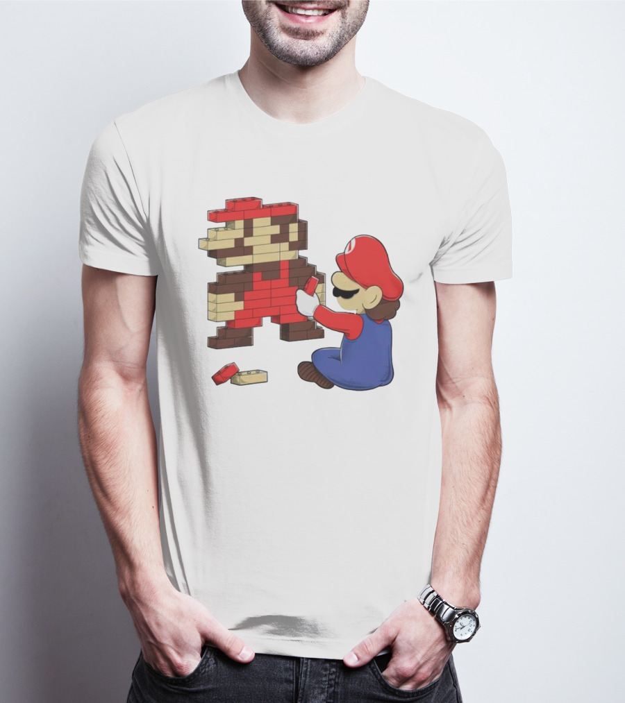 Super Mario Pixel Blocks Retro Builder T-Shirt