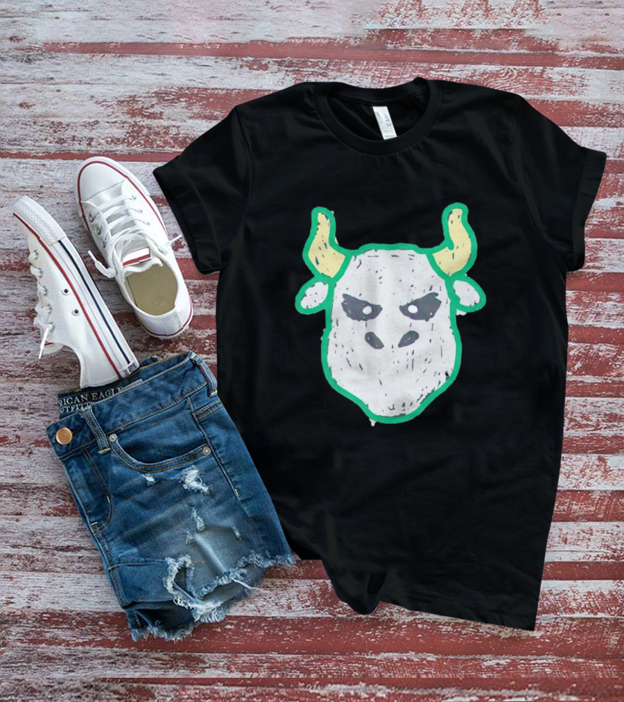 For All The Bulls Face Mask Illustration On Black Canvas T-Shirt