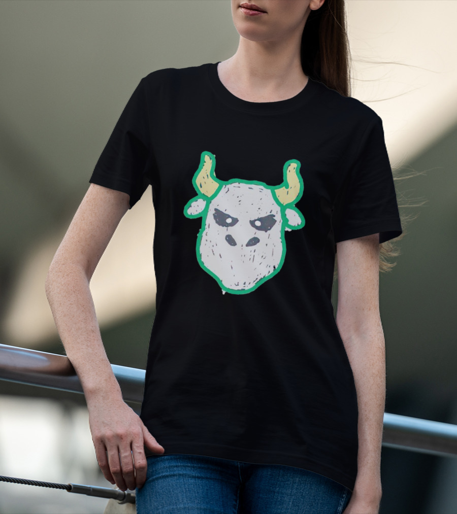 For All The Bulls Face Mask Illustration On Black Canvas T-Shirt