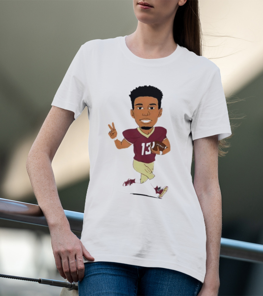 Jordan Travis II Cartoon Football Character Number 13 T-Shirt