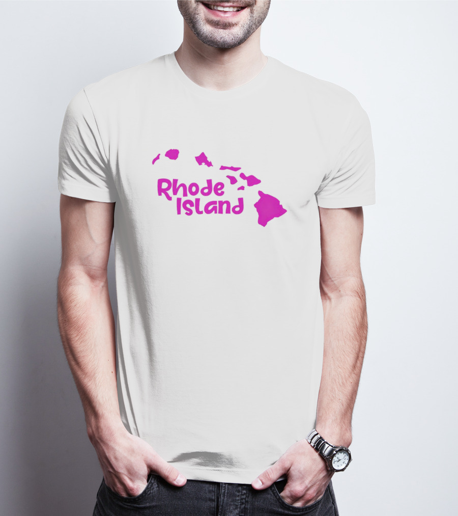 Rhode Island Hawaii Islands Silhouette Pink T-Shirt