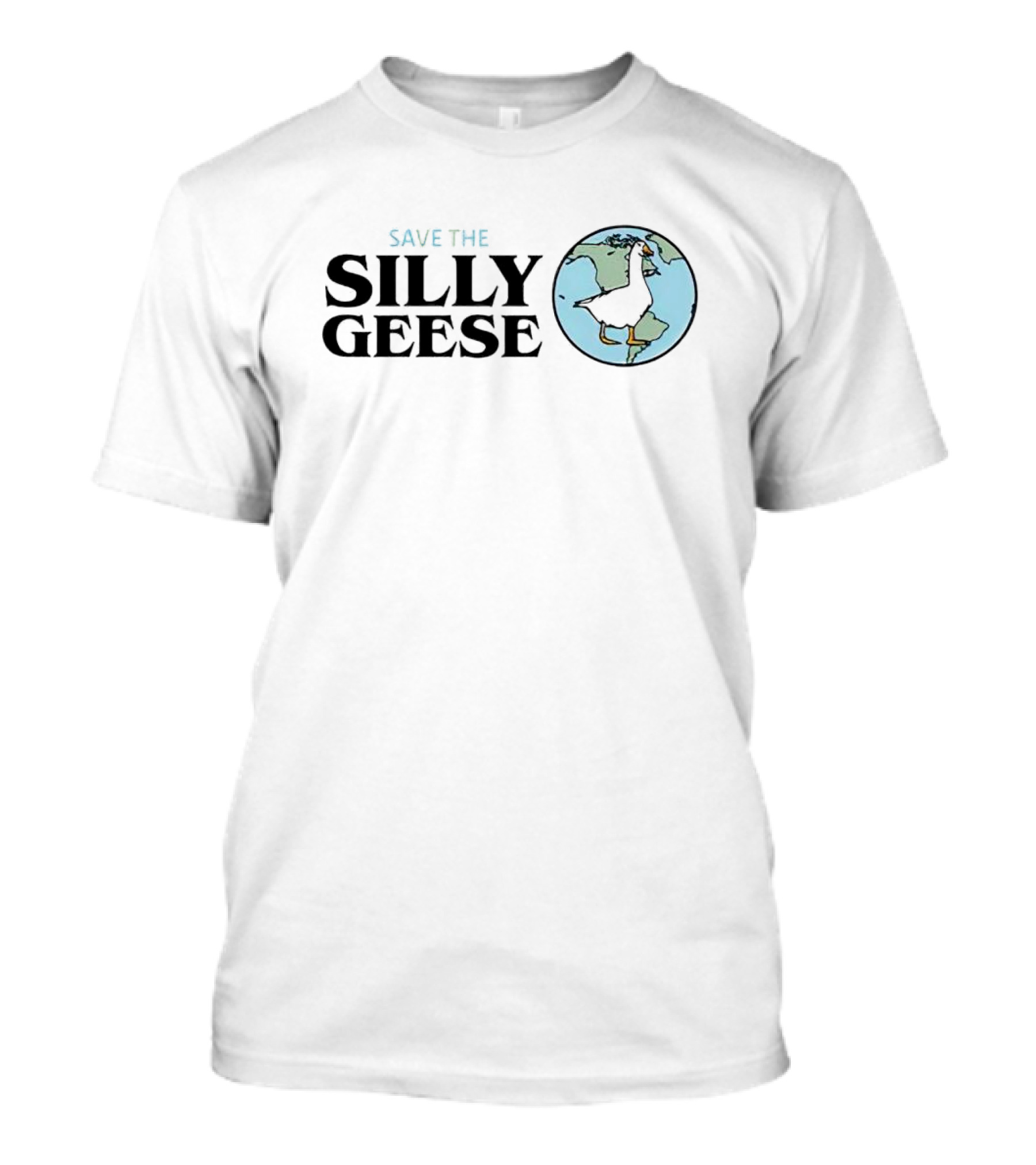 SAVE THE SILLY GEESE Walking Globe Map Goose T-Shirt