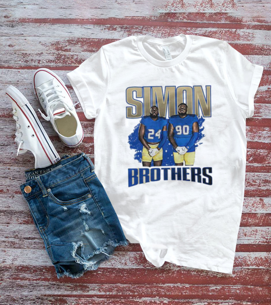 SIMON BROTHERS GAMEDAY 24 90 NFL-INSPIRED FOOTBALL PLAYERS IN BLUE AND GOLD T-Shirt