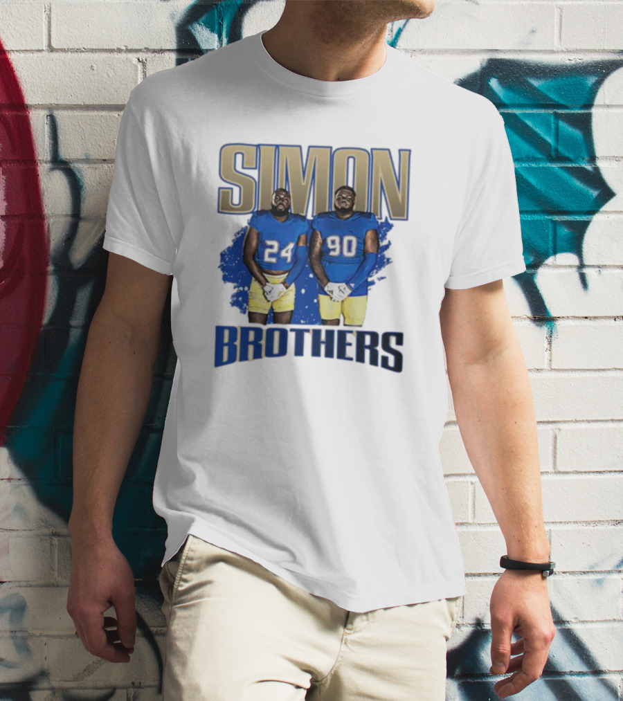 SIMON BROTHERS GAMEDAY 24 90 NFL-INSPIRED FOOTBALL PLAYERS IN BLUE AND GOLD T-Shirt